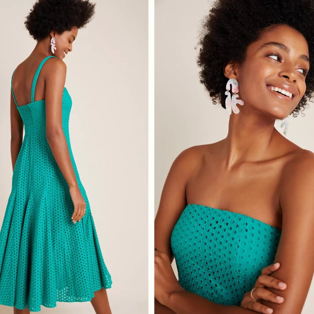 Anthropologie Maeve Lelia Eyelet Midi Dress Size 12